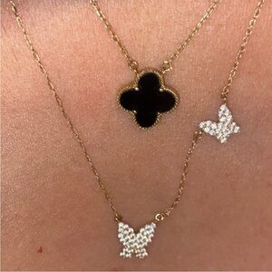 14k gold cubic zirconia butterfly necklace